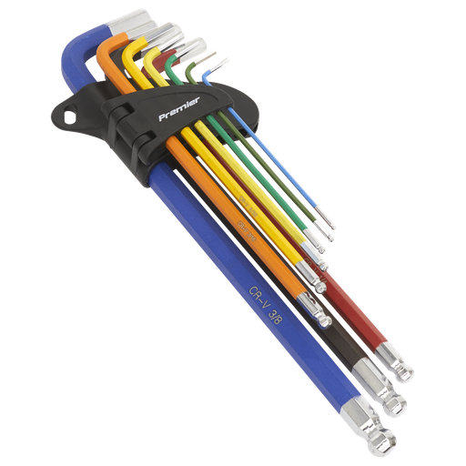 [AK7198] Sealey Premier Imperial Extra-Long Ball-End Hex Key Set 9pc