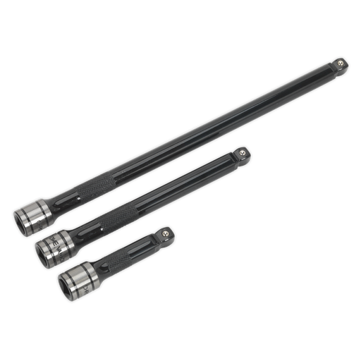 [AK7691] Sealey Premier Black Wobble/Rigid Extension Bar Set 3/8"Sq Drive 3pc
