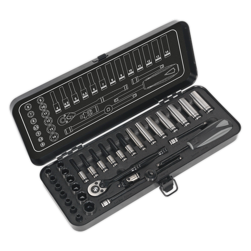 [AK7970] Sealey Premier Black Socket Set 1/4"Sq Drive 32pc