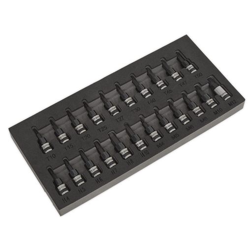 [AK7985] Sealey Premier Black TRX-Star*/Hex/Spline Socket Bit Set 3/8"Sq Drive 22pc