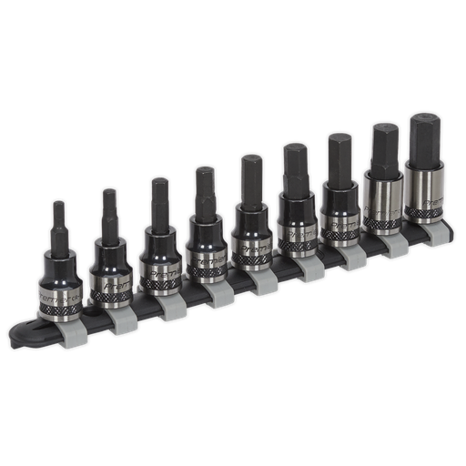 [AK7986] Sealey Premier Black Hex Key Socket Bit Set 3/8"Sq Drive 9pc