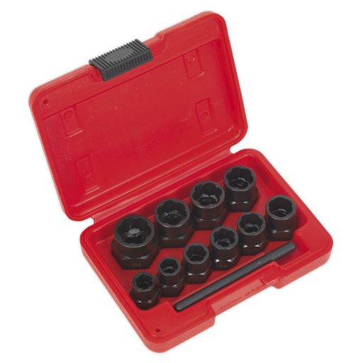 [AK8184] Sealey Spanner Type Bolt Extractor Set 3/8"Sq Drive 11pc