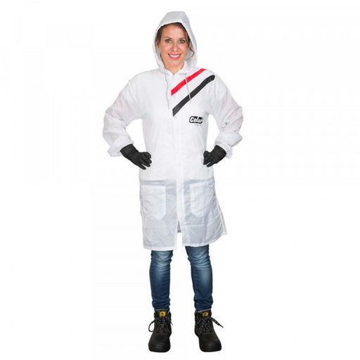 [EMM.510152] Colad Nylon Spray Coat Size 52 (L) With Hood Reusable White (Eac