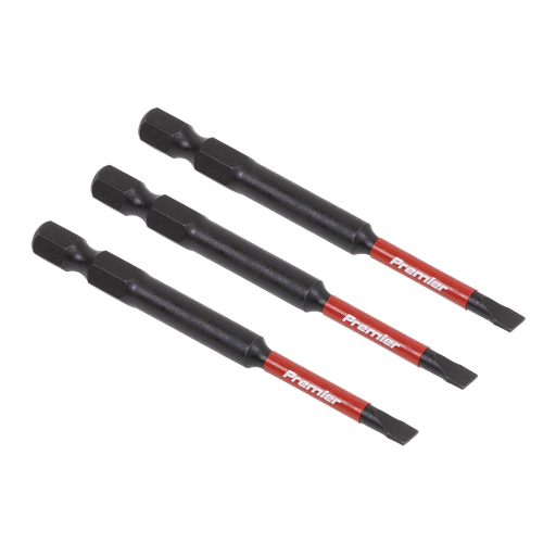 [AK8251] Sealey Premier Slotted Impact Power Tool Bits 4.5 x 75mm 3pc