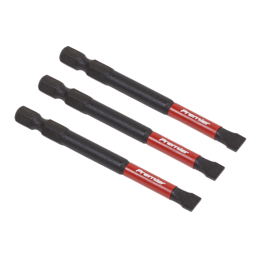 [AK8253] Sealey Premier Slotted Impact Power Tool Bits 6.5 x 75mm 3pc