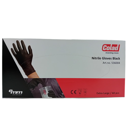 [EMM.536004] Colad Extra Large  Disposable Nitrile Gloves Black (Pkt 60)