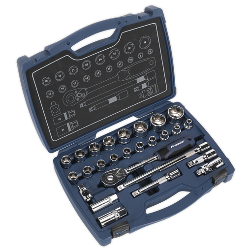 [AK8992] Sealey Premier Socket Set 1/2"Sq Drive 26pc