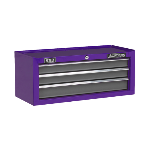 [AP22309BBCP] American PRO® Mid-Box Tool Chest 3 Drawer - Purple/Grey
