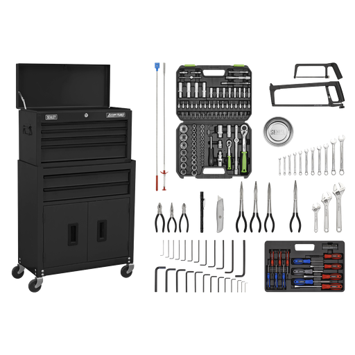 [AP22BKCOMBO] American PRO® Topchest & Rollcab Combination 6 Drawer with 170pc Tool Kit - Black