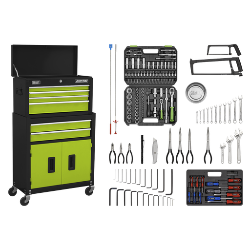 [AP22HVGCOMBO] Sealey American PRO® Topchest & Rollcab Combination 6 Drawer with 170pc Tool Kit - Green/Black