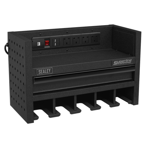 [AP22SRBE] Sealey Superline PRO® Power Tool Storage Rack with Drawer & Power Strip