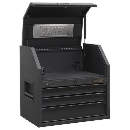 [AP2704BE] Sealey Superline PRO® Black Edition Topchest with 4 Soft Close Drawers & Power Strip 660mm