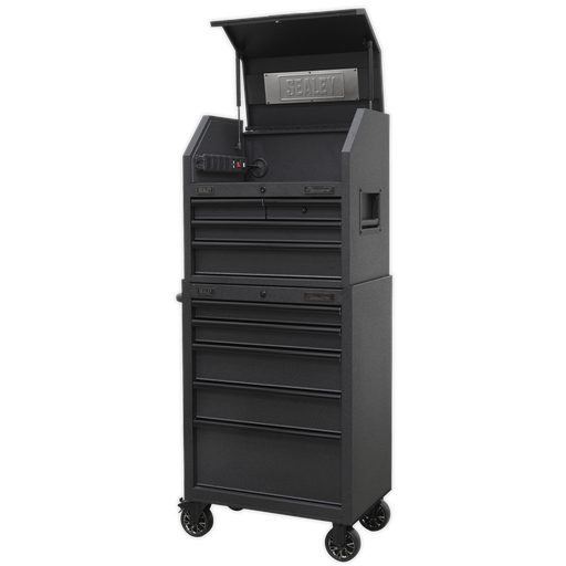 [AP27BESTACK] Sealey Superline PRO® Black Edition Tool Chest Combination with 9 Soft Close Drawers & Power Strip