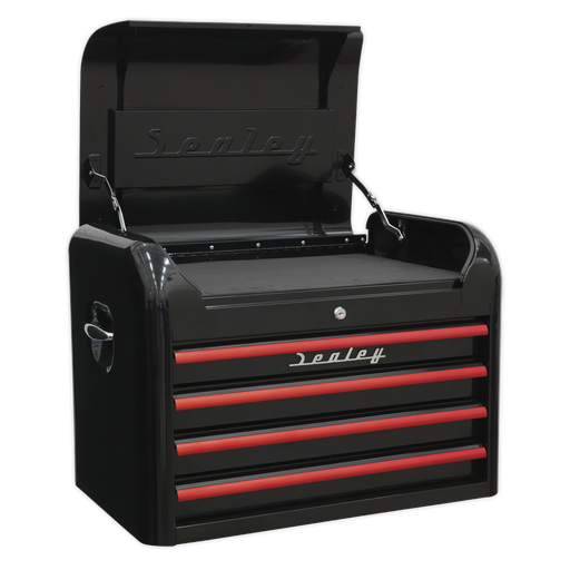 [AP28104BR] Sealey Premier™ Retro Style Topchest 4 Drawer - Black with Red Anodised Drawer Pulls