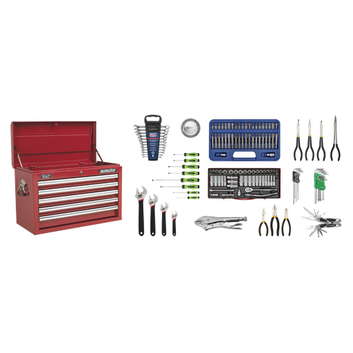 [AP33059COMBO] Sealey Superline PRO® Topchest 5 Drawer with 139pc Tool Kit - Red