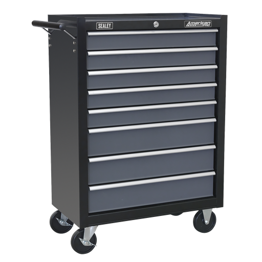[AP3508TB] American PRO® Rollcab 8 Drawer - Black/Grey