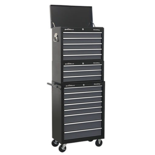 [AP35STACK] American PRO® Tool Chest Combination 16 Drawer - Black/Grey