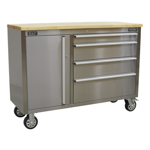 [AP4804SS] Sealey Premier™ Mobile Stainless Steel Tool Cabinet 4 Drawer