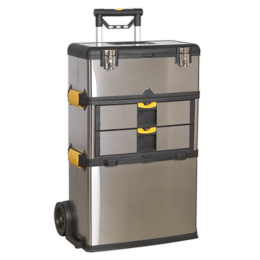 [AP855] Sealey Mobile Stainless Steel/Composite Toolbox with 3 Compartments
