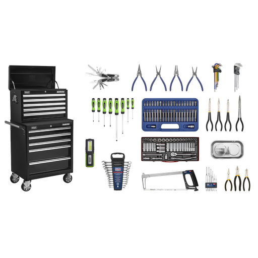 [APCOMBOBBTK56] Sealey Superline PRO® Topchest & Rollcab Combination 10 Drawer with 148pc Tool Kit - Black