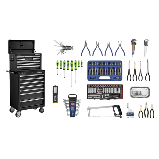 [APCOMBOBBTK58] Sealey Superline PRO® Topchest & Rollcab Combination 15 Drawer with 148pc Tool Kit - Black