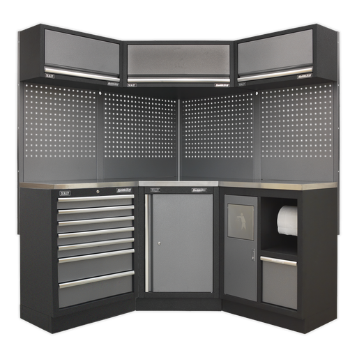 [APMSSTACK08SS] Sealey Superline PRO® Corner Storage System with Stainless Workt