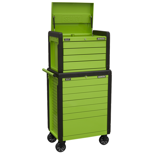[APPDSTACKG] Sealey Superline PRO® Push-To-Open Topchest & Rollcab Combination 11 Drawer - Green