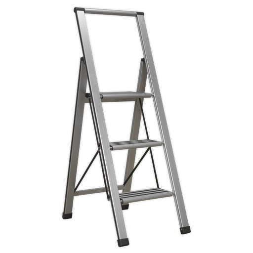 [APSL3] Aluminium Professional Fold-Flat Step Ladder 3-Step 150kg Capacity - EN 14183
