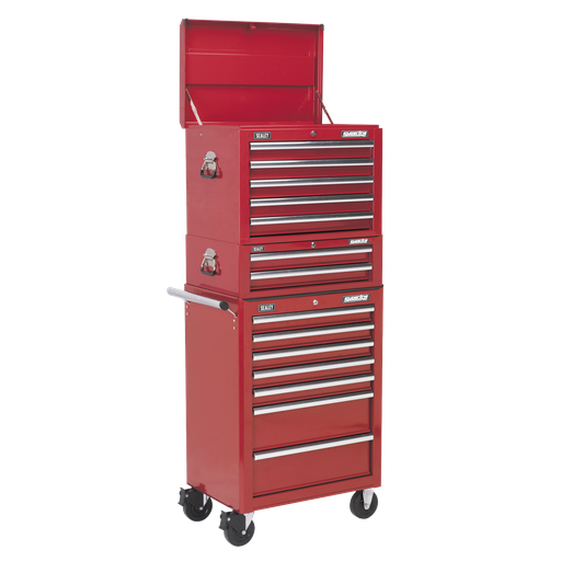 [APSTACKTR] Superline PRO® Topchest, Mid-Box Tool Chest & Rollcab Combination 14 Drawer - Red