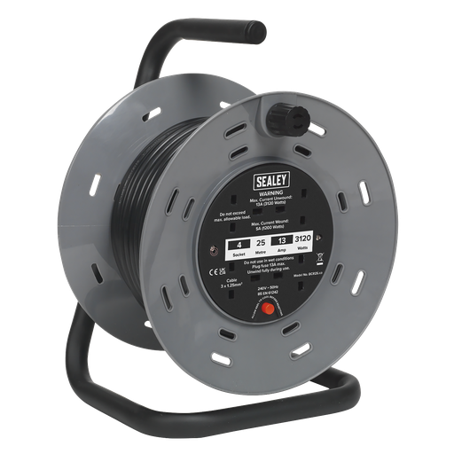 [BCR25] Sealey 25m Cable Reel with Thermal Trip 4 x 230V