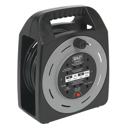 [BCR25CB] Sealey 25m Box Type Cable Reel with Thermal Trip 4 x 230V