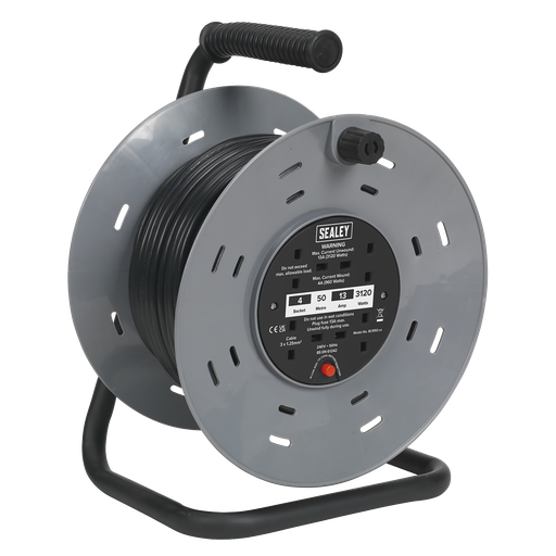 [BCR50] Sealey 50m Cable Reel with Thermal Trip 4 x 230V