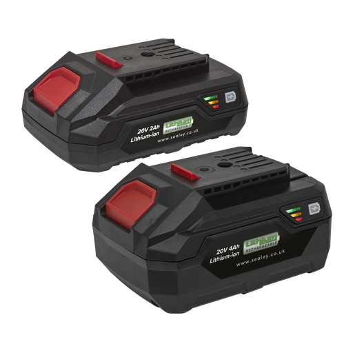 [BK24] Sealey SV20 Series Power Tool Battery 20V 2Ah & 4Ah - Pack of 2