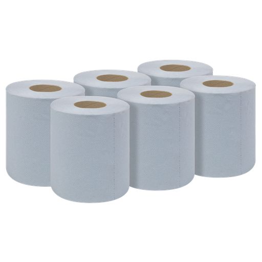 [BLU60] Sealey 2-Ply Embossed Blue Paper Roll 60m - Pack of 6