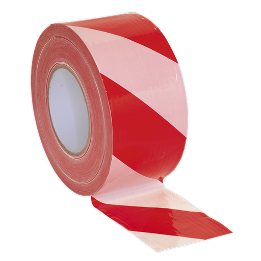 [BTRW] Sealey Non-Adhesive Hazard Warning Barrier Tape 80mm x 100m - Red/White