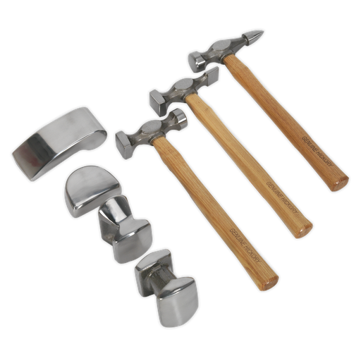 [CB507] Sealey Drop-Forged Panel Beating Set with Hickory Shafts 7pc