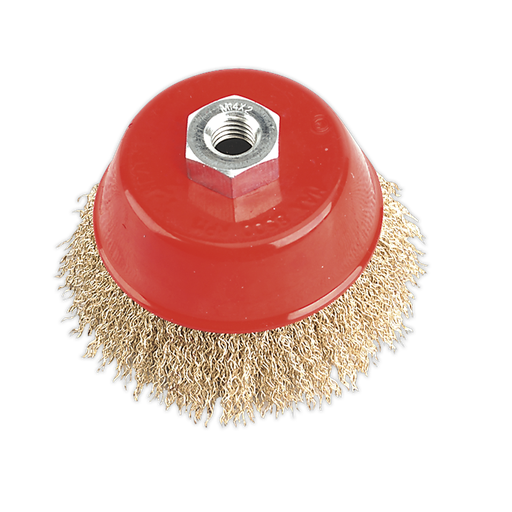 [CBC100] Sealey 100mm Brassed Steel Crimped Wire Cup Brush M14 x 2mm