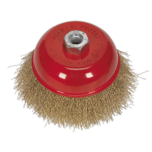 [CBC125] Sealey 125mm Brassed Steel Crimped Wire Cup Brush M14 x 2mm