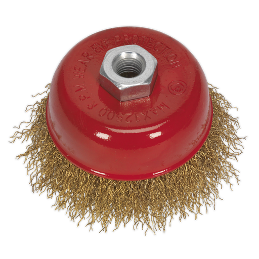 [CBC752] Sealey 75mm Brassed Steel Crimped Wire Cup Brush M14 x 2mm