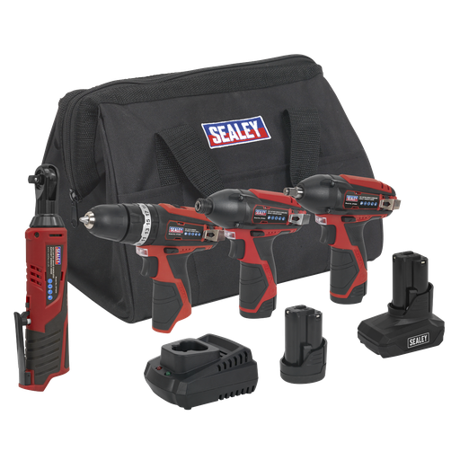 [CP1200COMBO] Sealey 4 x SV12 Series Cordless Power Tool Combo Kit 12V - 2 Batteries