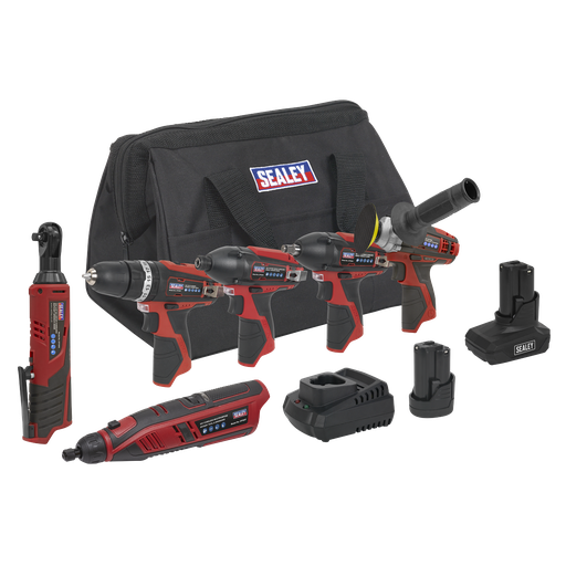 [CP1200COMBO2] Sealey 6 x SV12 Series Cordless Power Tool Combo Kit 12V - 2 Batteries