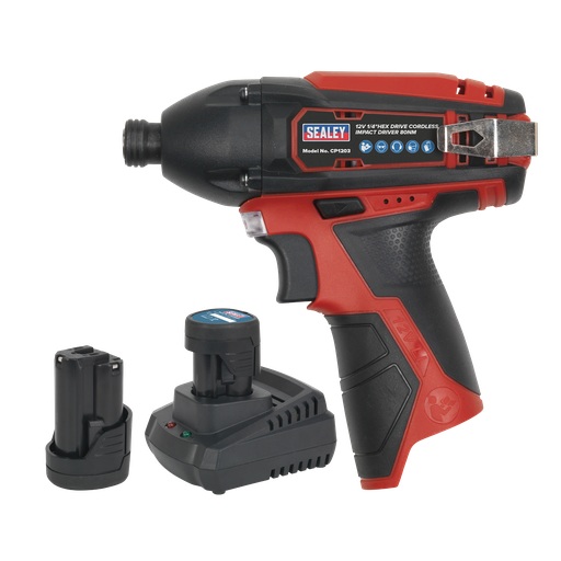 [CP1203KIT] Sealey SV12 Series 1/4"Hex Drive Cordless Impact Driver Kit 12V 1.5Ah - 2 Batteries