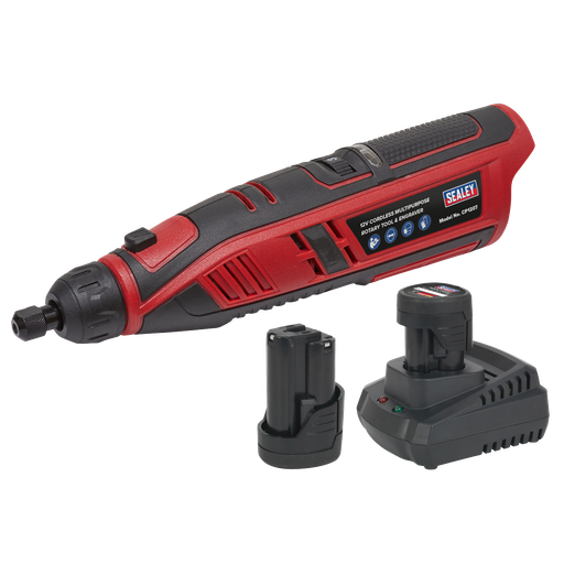 [CP1207KIT] Sealey SV12 Series Cordless Multipurpose Rotary Tool & Engraver Kit 49pc 12V - 2 Batteries