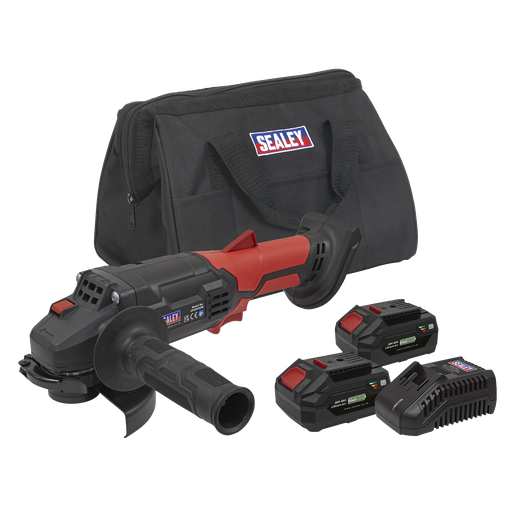[CP20VAGBKIT] Sealey SV20 Series 115mm Cordless Angle Grinder Kit 20V 4Ah - 2 Batteries