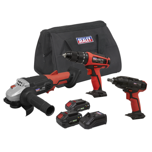 [CP20VCOMBO1] Sealey 3 x SV20 Series Cordless Tool Combo Kit 20V - 2 Batteries