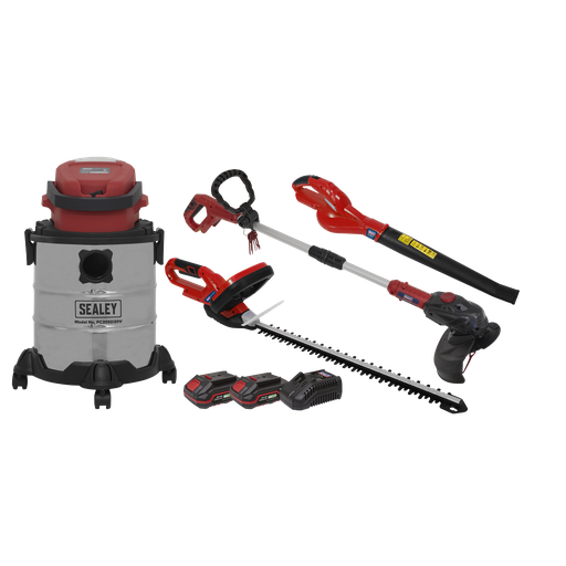 [CP20VCOMBO3] Sealey 4 x SV20 Series Cordless Garden Power Tool Combo Kit 20V - 2 Batteries