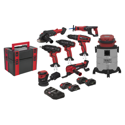 [CP20VCOMBO4] Sealey 8 x SV20 Series Cordless Tool Combo Kit 20V - 4 Batteries