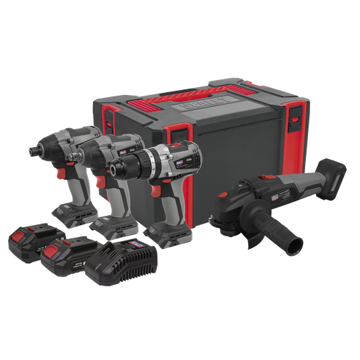 [CP20VCOMBOX1] Sealey Premier 4 x SV20 Series Brushless Tool Combo Kit 20V - 2 Batteries