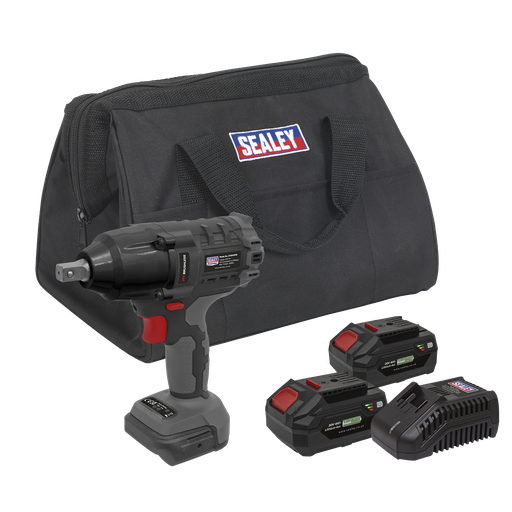 [CP20VPIWKIT] Sealey Premier SV20 Series 1/2"Sq Drive Brushless Cordless Impact Wrench Kit 20V 4Ah - 2 Batteries