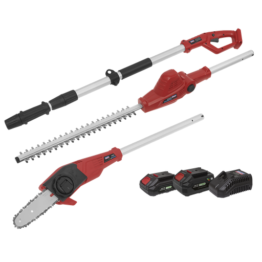 [CP20VTPCOMBO] Sealey SV20 Series Cordless Telescopic Hedge Trimmer & Chainsaw Kit 20V - 2 Batteries